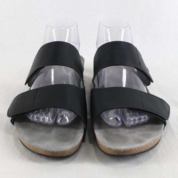 Abeo Gabie Sandals Womens Size 10 N Black Leather Adjustable Strap Wedge - Picture 3 of 11